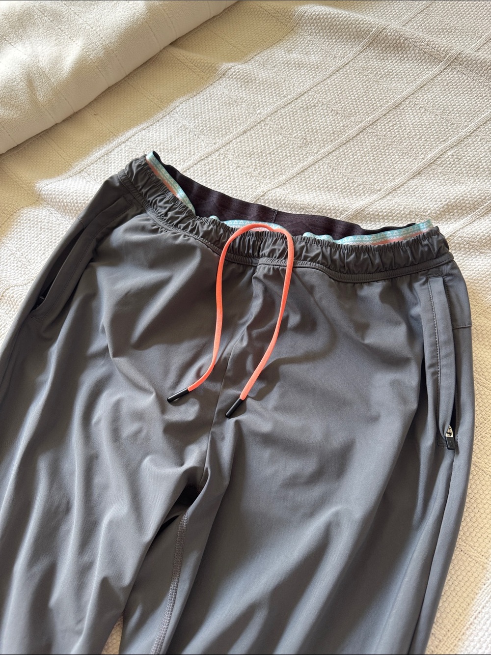 chubbies Black Athletic Shorts with Blue and Coral Trim